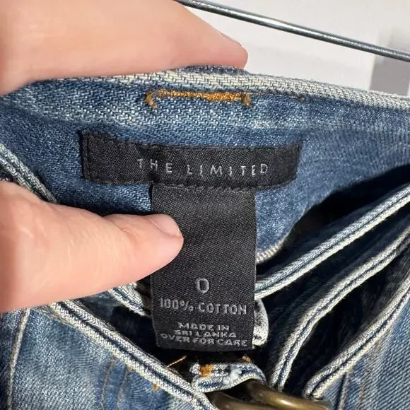 The Limited Y2K Micro Mini Denim Skirt Women 0 Blue Preppy Bratz Minimal 90s - Picture 7 of 9